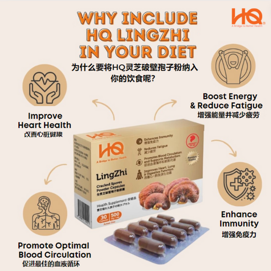 (Gift Set) HQ Lingzhi Cracked Spores Powder Capsules 灵芝保健礼盒 (X6 Gift Pack)
