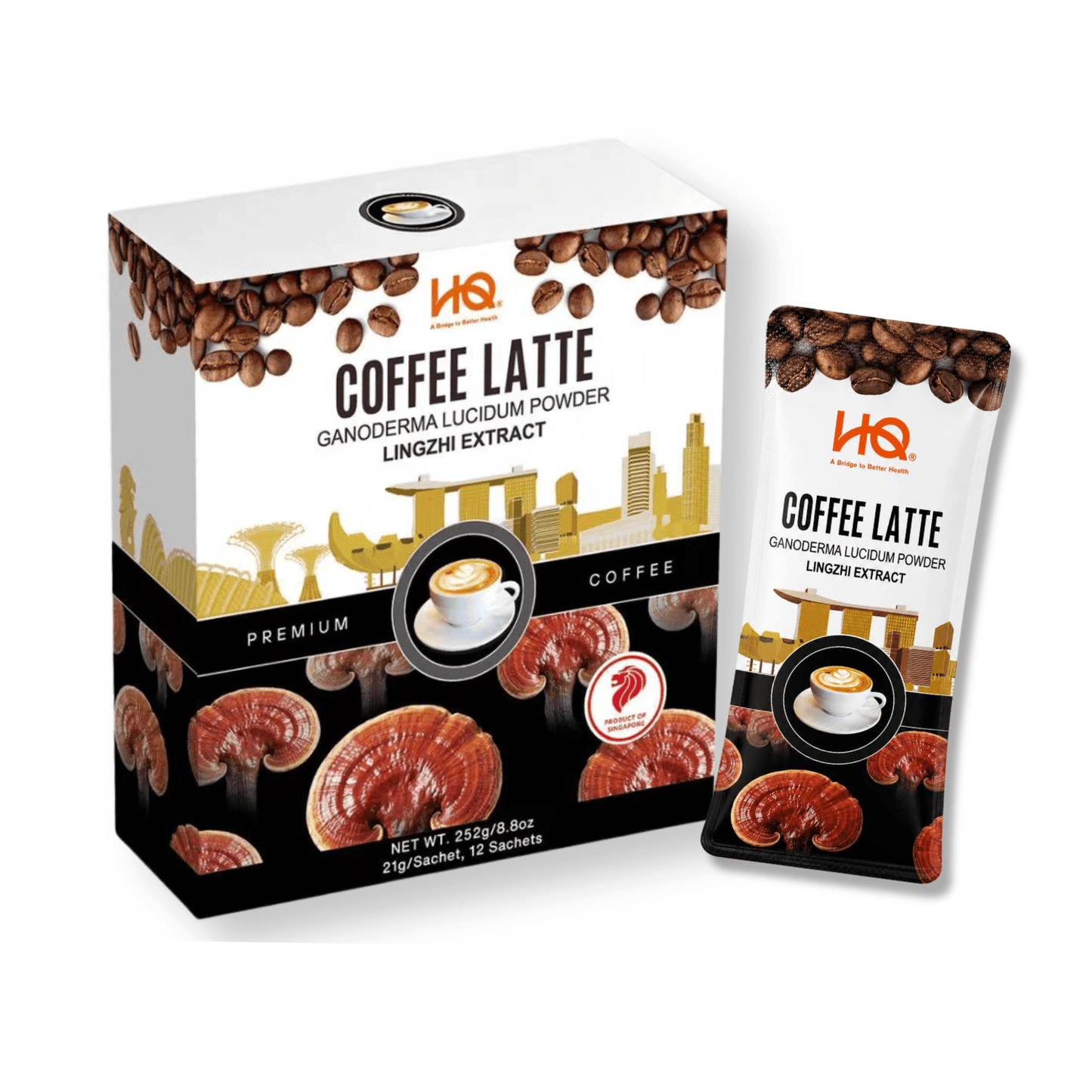 HQ Lingzhi Cracked Spores Latte - Coffee Latte 灵芝咖啡拿铁 - HQ Lingzhi Singapore