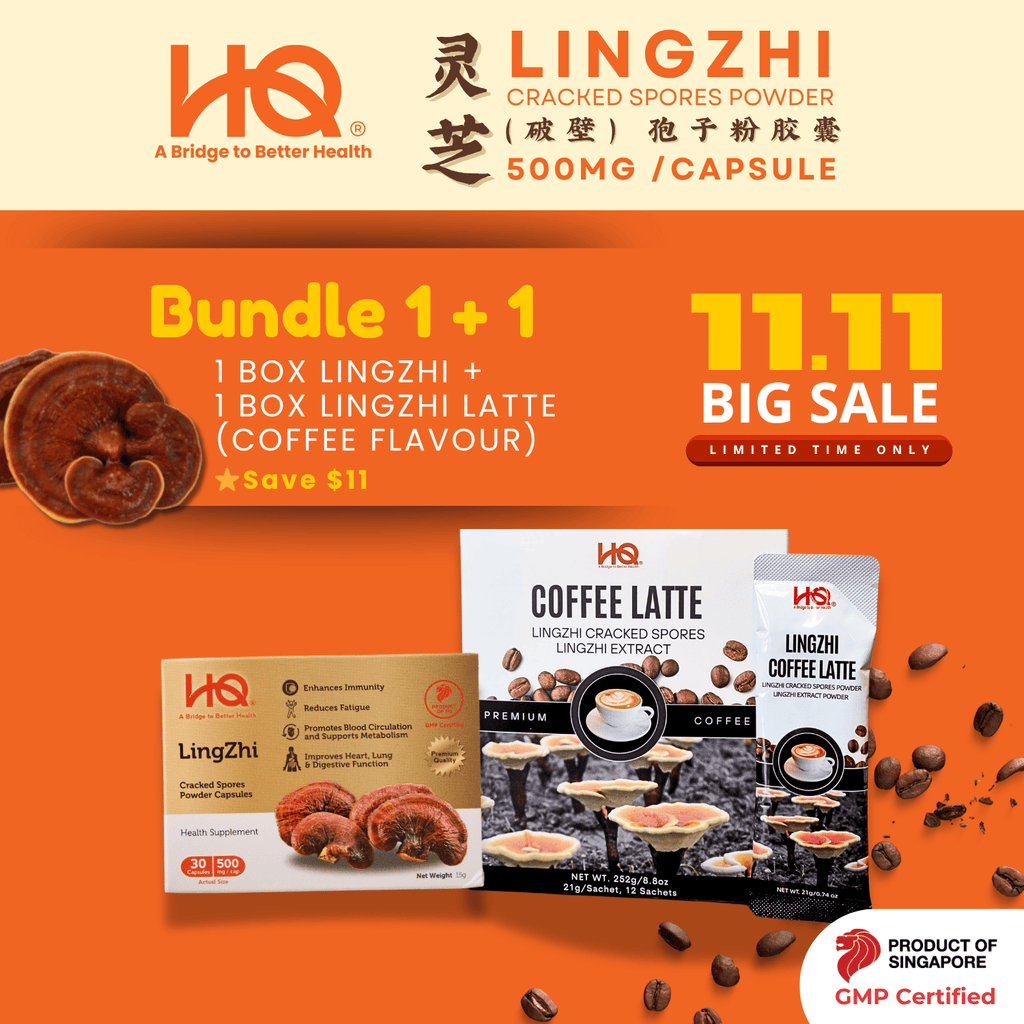 (1 + 1 Bundle) HQ Lingzhi 500mg Premium Cracked Spores Powder Capsules