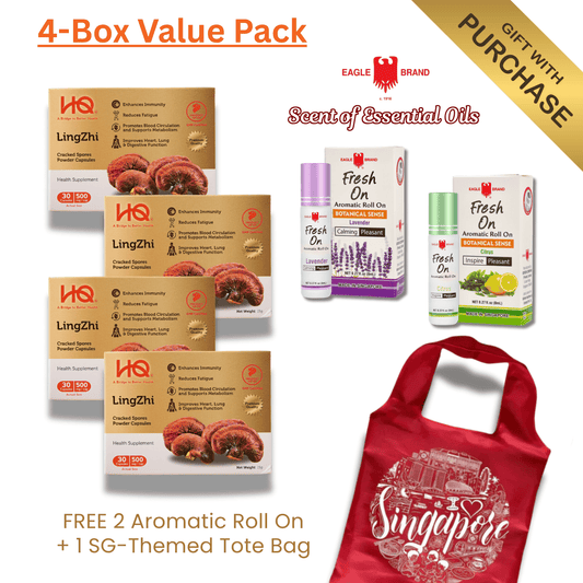 (4-box Value Pack) HQ Lingzhi 500mg Cracked Spores Powder Capsules – Immunity Supplement