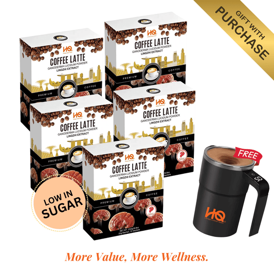HQ Lingzhi Cracked Spores Latte - Coffee Latte 灵芝咖啡拿铁 - HQ Lingzhi Singapore