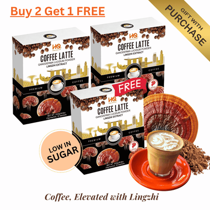HQ Lingzhi Cracked Spores Latte - Coffee Latte 灵芝咖啡拿铁 - HQ Lingzhi Singapore