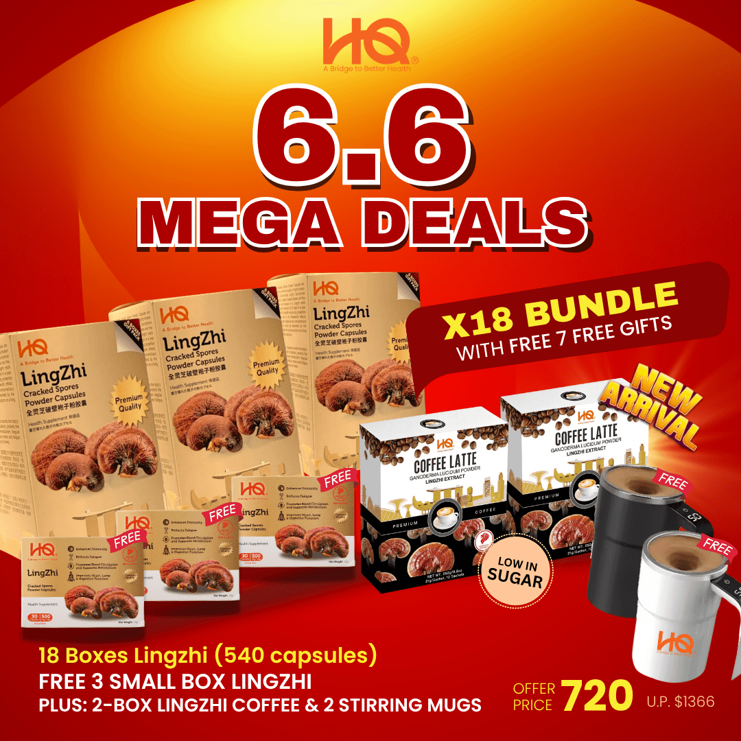 (3 Gift Packs X18) HQ Lingzhi 500mg Premium Cracked Spores Powder Capsules - HQ Lingzhi Singapore