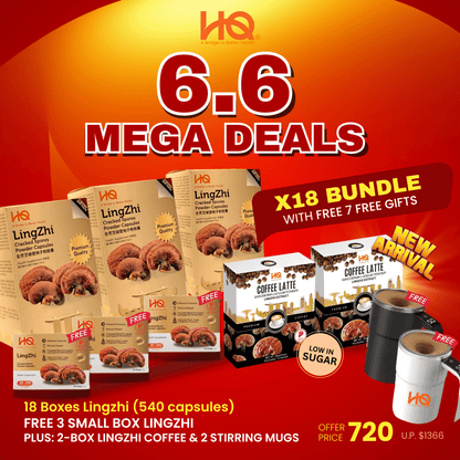 (3 Gift Packs X18) HQ Lingzhi 500mg Premium Cracked Spores Powder Capsules - HQ Lingzhi Singapore
