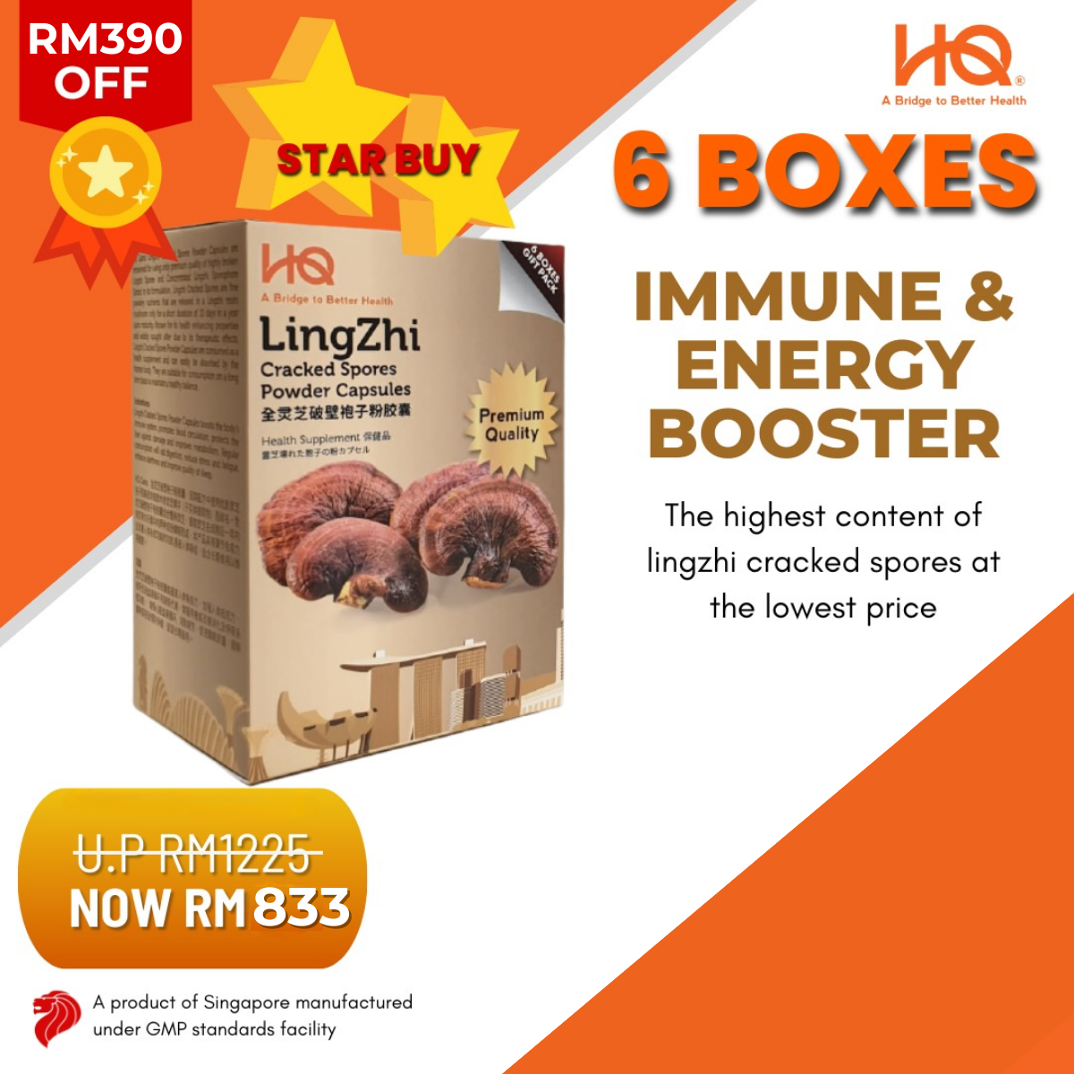 [Malaysia Only Promo] 1 Gift Pack Of 6 Boxes (6 x 30 Capsules @500mg/each)