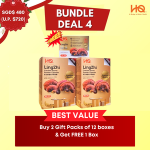 [Malaysia Only Promo] Bundle Deal 4 Special 2024 Lingzhi Cracked Spores - 2 Gift Pack (12 x 30 Capsules @500mg) + 1 Additional Box Free (30 Capsules @500mg)