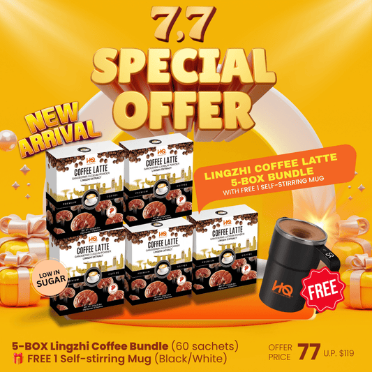 HQ Lingzhi Cracked Spores Latte - Coffee Latte 灵芝咖啡拿铁 - HQ Lingzhi Singapore