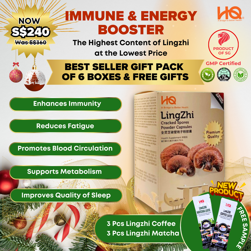 {STAR BUY} Lingzhi Cracked Spores - 1 Gift Pack Of 6 Boxes (6 x 30 capsules @ 500mg/each) Get Free 3pcs Lingzhi Coffee + 3pcs Lingzhi Matcha!!!