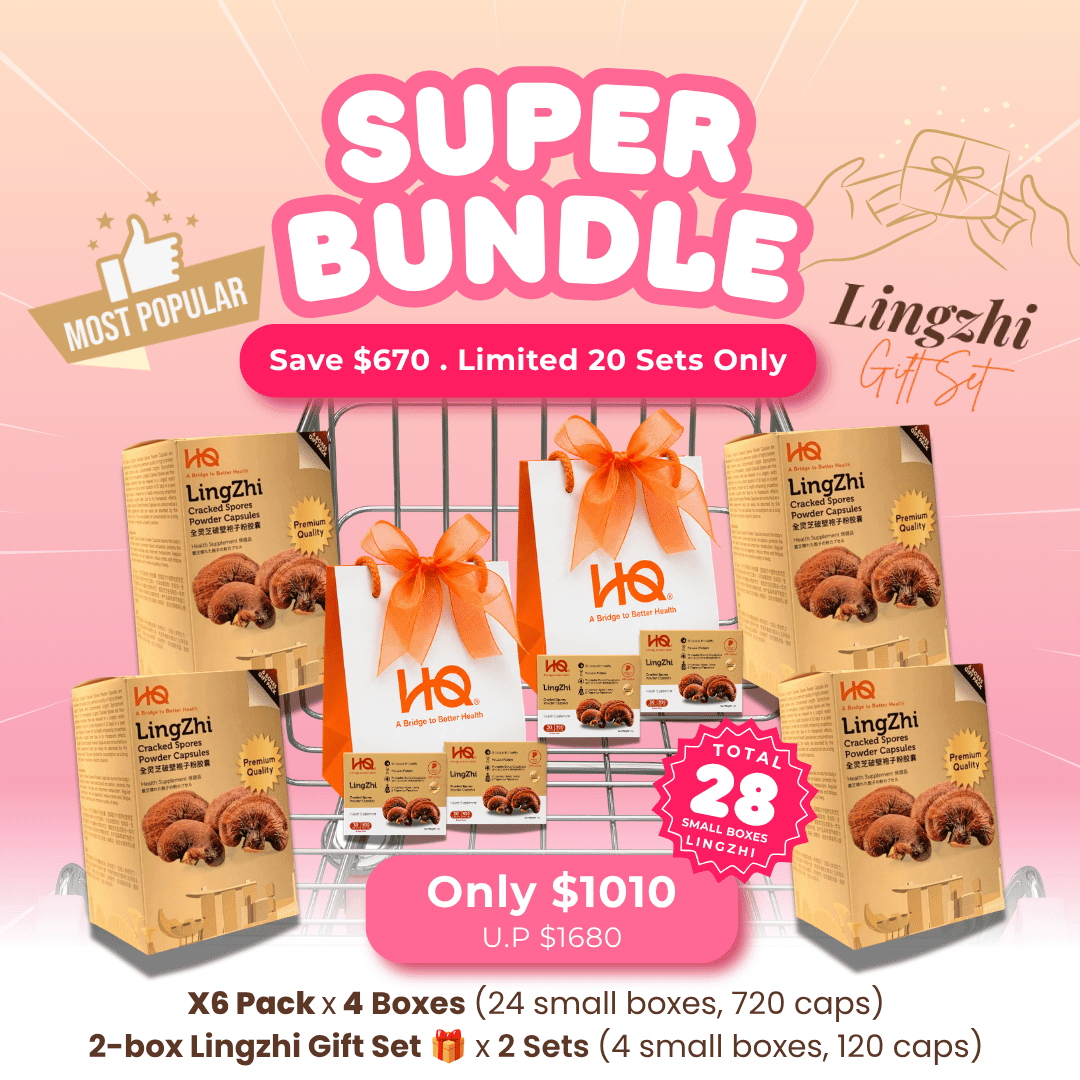 (10.10 Super Bundle) HQ Lingzhi 500mg Premium Cracked Spores Powder Capsules - HQ Lingzhi Singapore