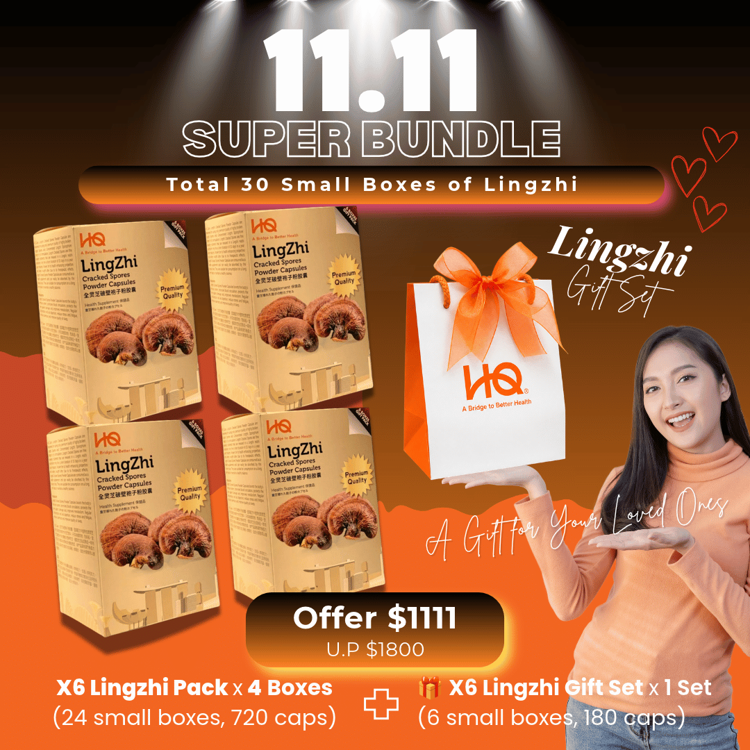 (11.11 Super Bundle) HQ Lingzhi 500mg Premium Cracked Spores Powder Capsules
