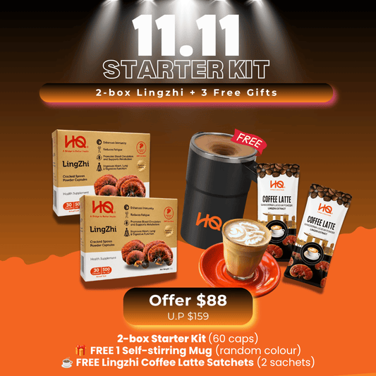 (2-Box Starter Kit + Free Gift) HQ Lingzhi 500mg Premium Cracked Spores Powder Capsules