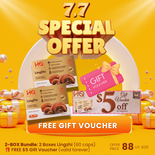 (2-Box Starter Kit + Free Gift) HQ Lingzhi 500mg Premium Cracked Spores Powder Capsules - HQ Lingzhi Singapore
