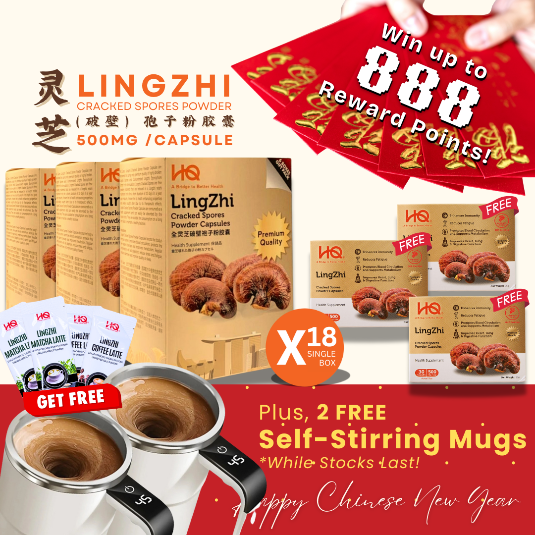 (3 Gift Packs X18) HQ Lingzhi 500mg Premium Cracked Spores Powder Capsules