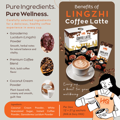 HQ Lingzhi Cracked Spores Latte - Coffee Latte 灵芝咖啡拿铁 - HQ Lingzhi Singapore