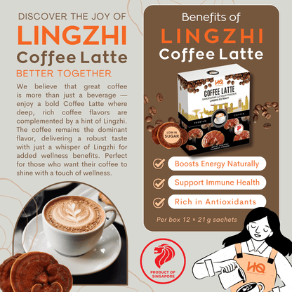 HQ Lingzhi Cracked Spores Latte - Coffee Latte 灵芝咖啡拿铁 - HQ Lingzhi Singapore