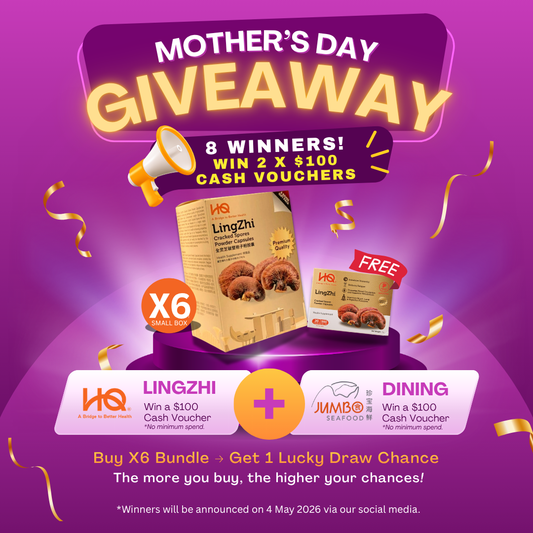 (1 Gift Pack X6) HQ Lingzhi 500mg Premium Cracked Spores Powder Capsules