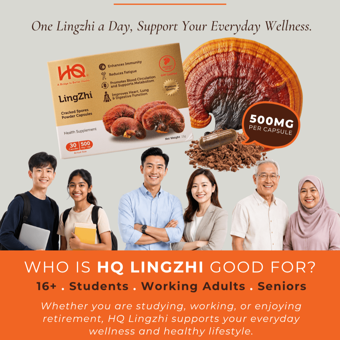 (1 Gift Pack X6) HQ Lingzhi 500mg Premium Cracked Spores Powder Capsules - HQ Lingzhi Singapore