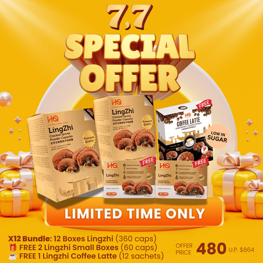 (2 Gift Packs X12) HQ Lingzhi 500mg Premium Cracked Spores Powder Capsules - HQ Lingzhi Singapore