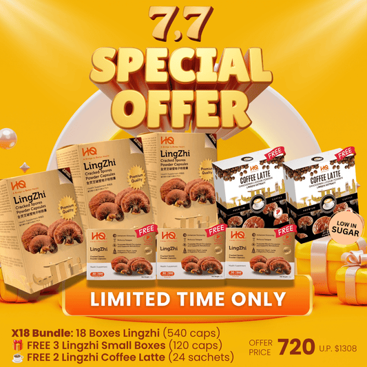 (3 Gift Packs X18) HQ Lingzhi 500mg Premium Cracked Spores Powder Capsules - HQ Lingzhi Singapore
