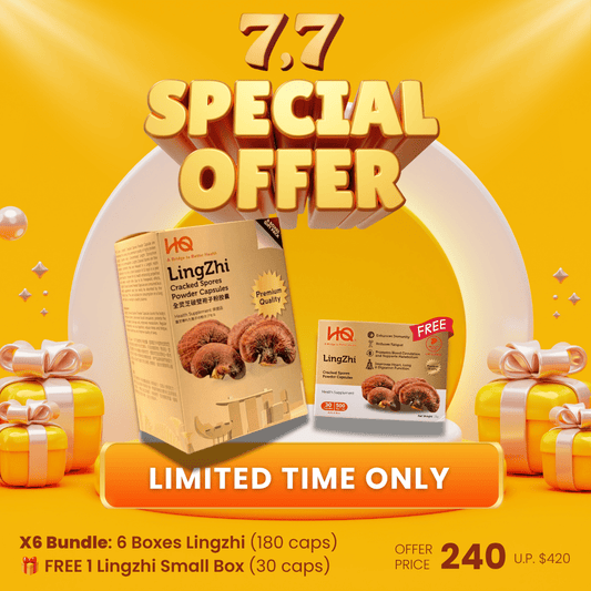 HQ Lingzhi 500mg Premium Cracked Spores Powder Capsules (1 Gift Pack X6) - HQ Lingzhi Singapore
