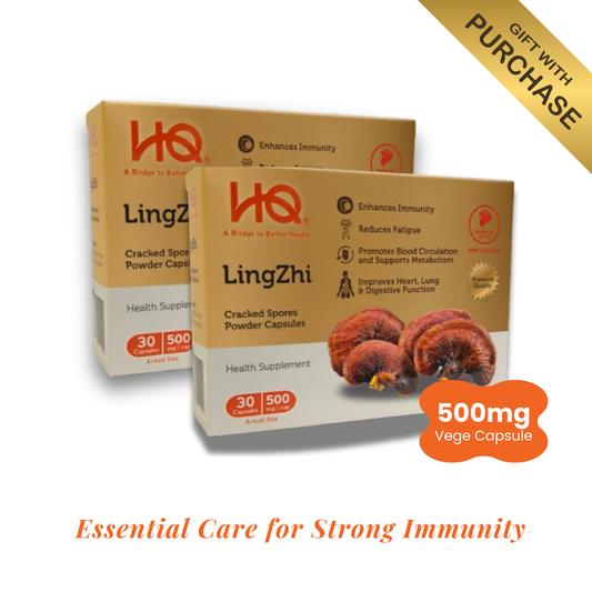 (Bundle of 2 + Free Gift) HQ Lingzhi 500mg Premium Cracked Spores Powder Capsules