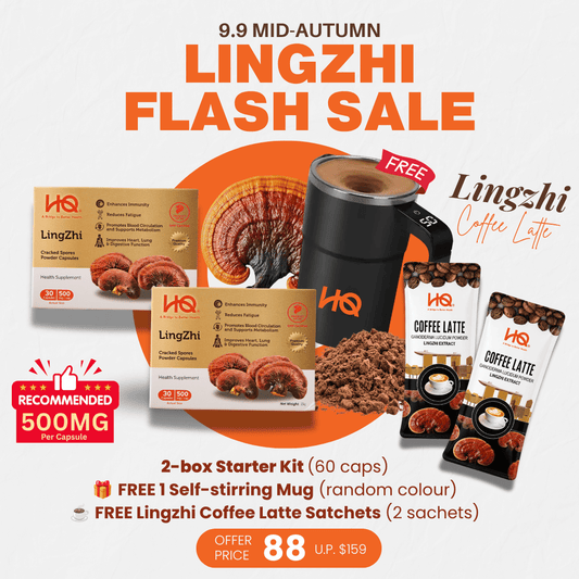 (2-Box Starter Kit + Free Gift) HQ Lingzhi 500mg Premium Cracked Spores Powder Capsules