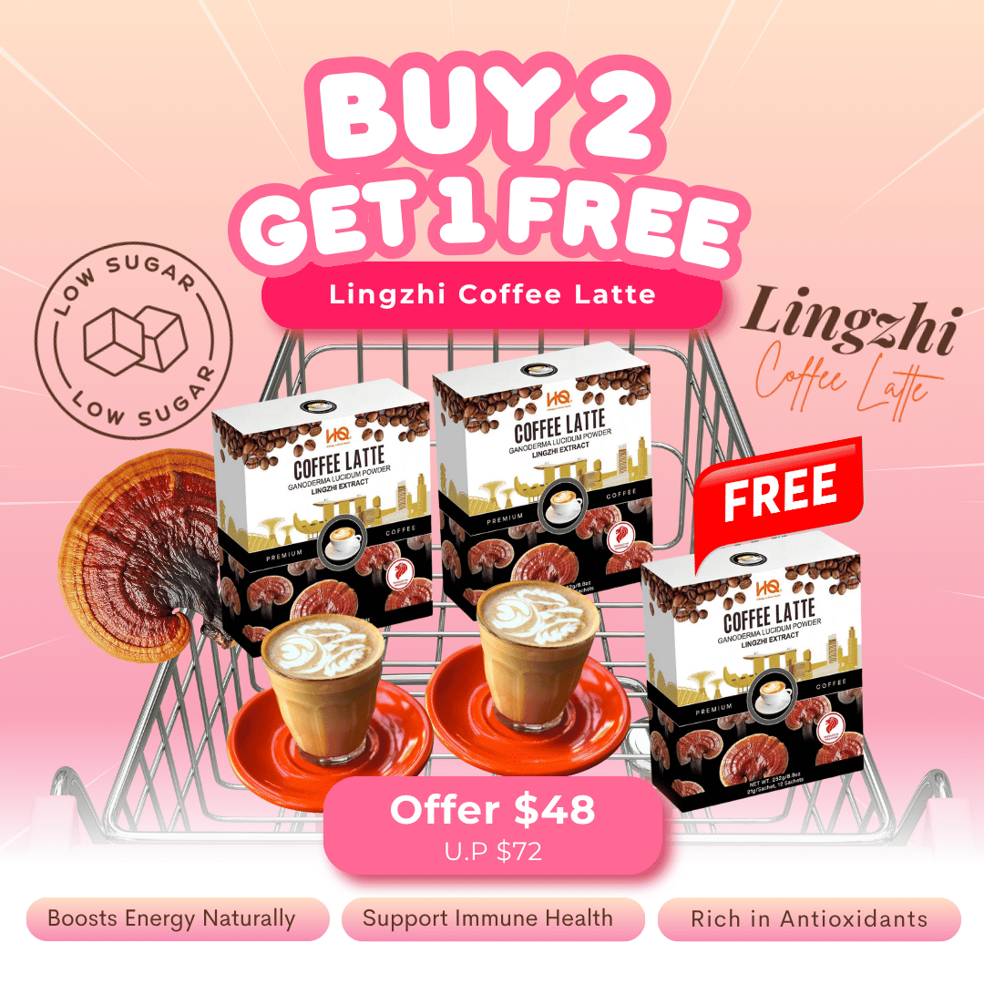 HQ Lingzhi Cracked Spores Latte - Coffee Latte 灵芝咖啡拿铁 - HQ Lingzhi Singapore