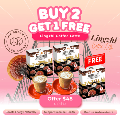 HQ Lingzhi Cracked Spores Latte - Coffee Latte 灵芝咖啡拿铁 - HQ Lingzhi Singapore