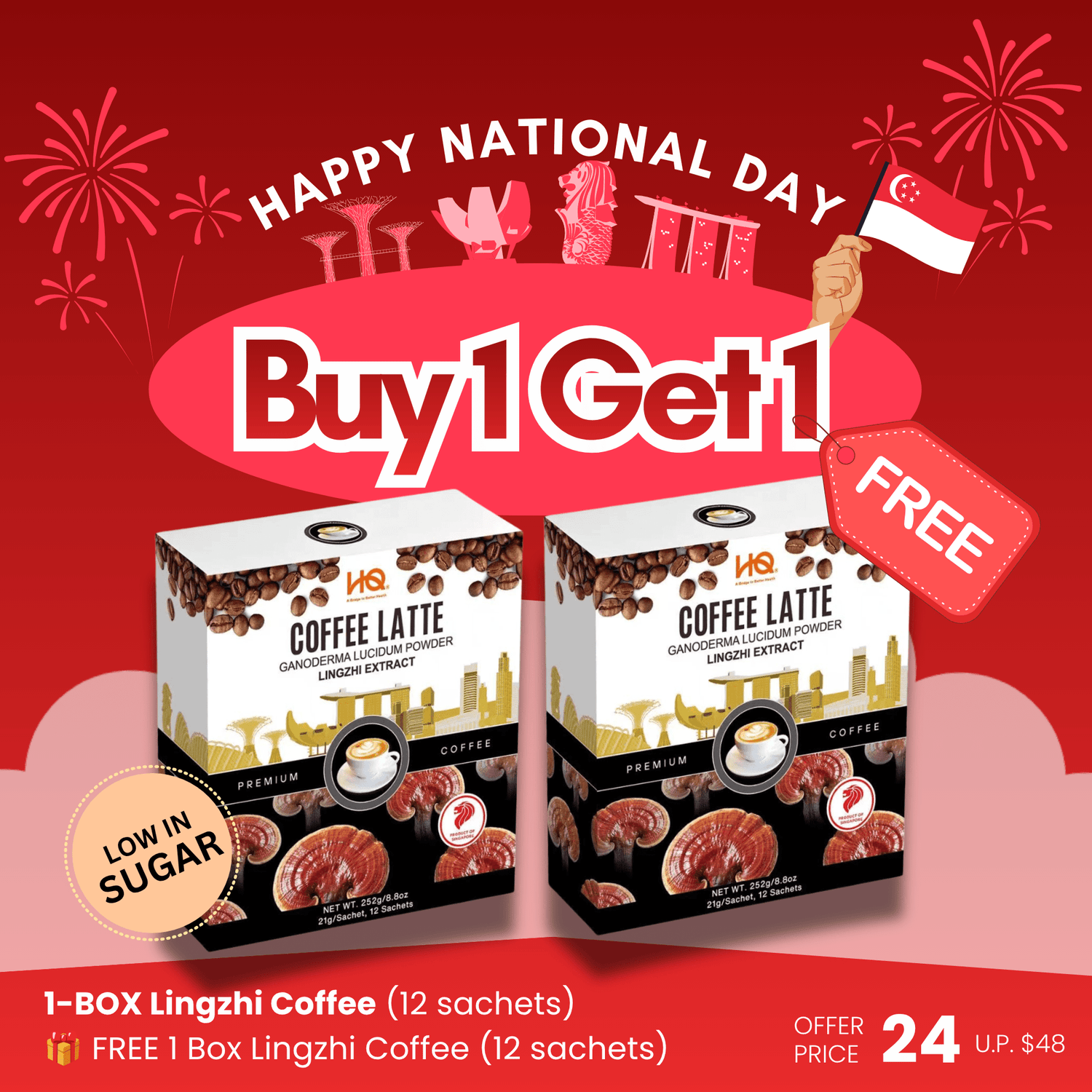 HQ Lingzhi Cracked Spores Latte - Coffee Latte 灵芝咖啡拿铁 - HQ Lingzhi Singapore