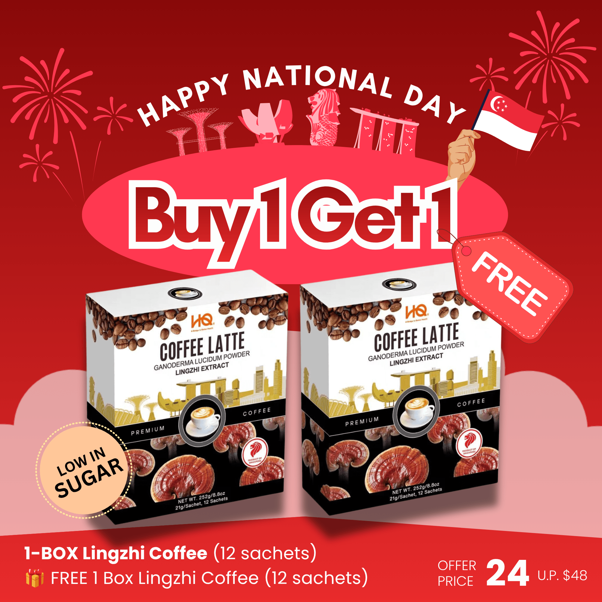 HQ Lingzhi Cracked Spores Latte - Coffee Latte 灵芝咖啡拿铁 - HQ Lingzhi Singapore