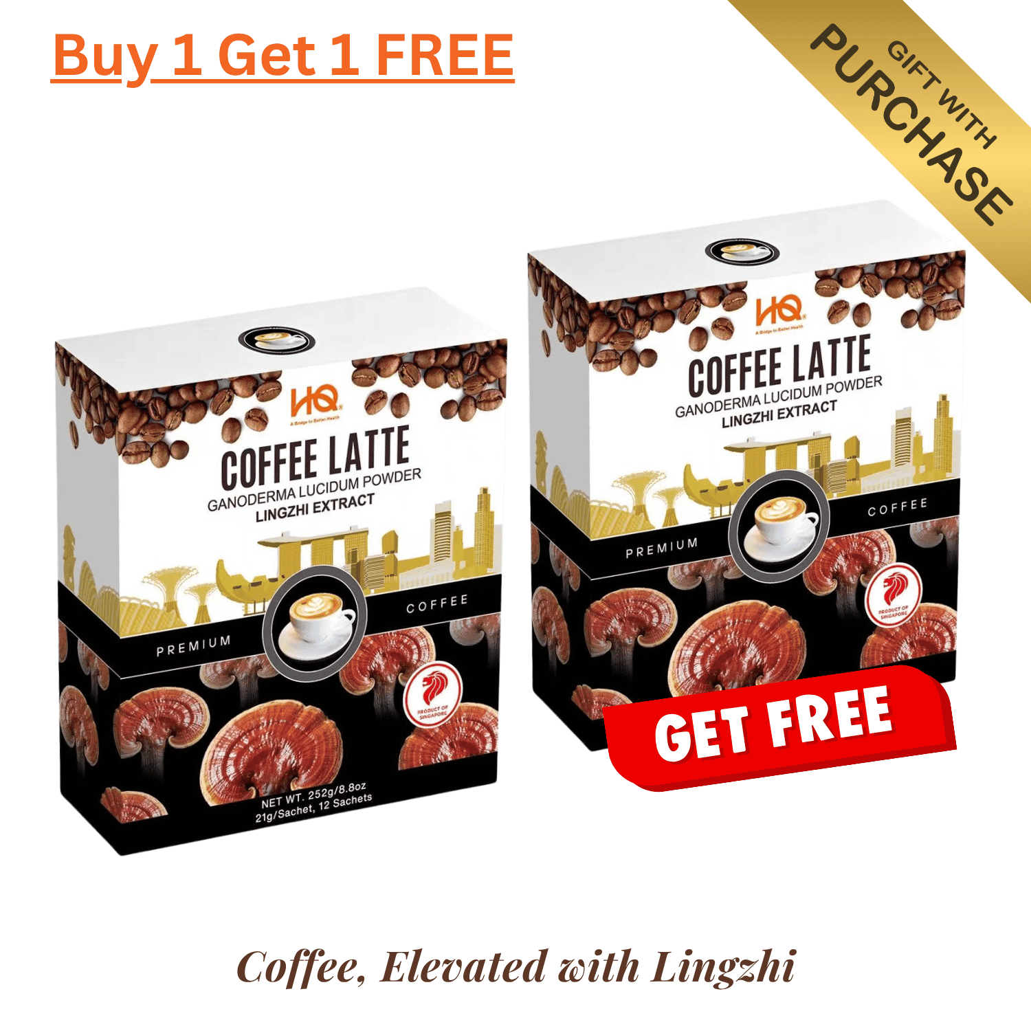 HQ Lingzhi Cracked Spores Latte - Coffee Latte 灵芝咖啡拿铁 - HQ Lingzhi Singapore