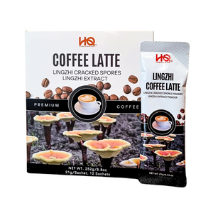 [HQ Lingzhi] Lingzhi Cracked Spores & Lingzhi Extract Coffee Latte [灵芝破壁孢子粉与灵芝提取物咖啡拿铁] - 12 Sachet x 21g/each