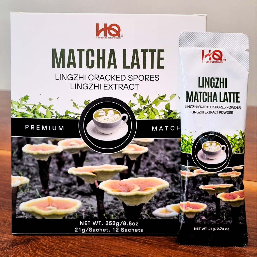 HQ Lingzhi Cracked Spores Latte - Matcha Latte 灵芝抹茶拿铁