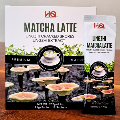 HQ Lingzhi Cracked Spores Latte - Matcha Latte 灵芝抹茶拿铁