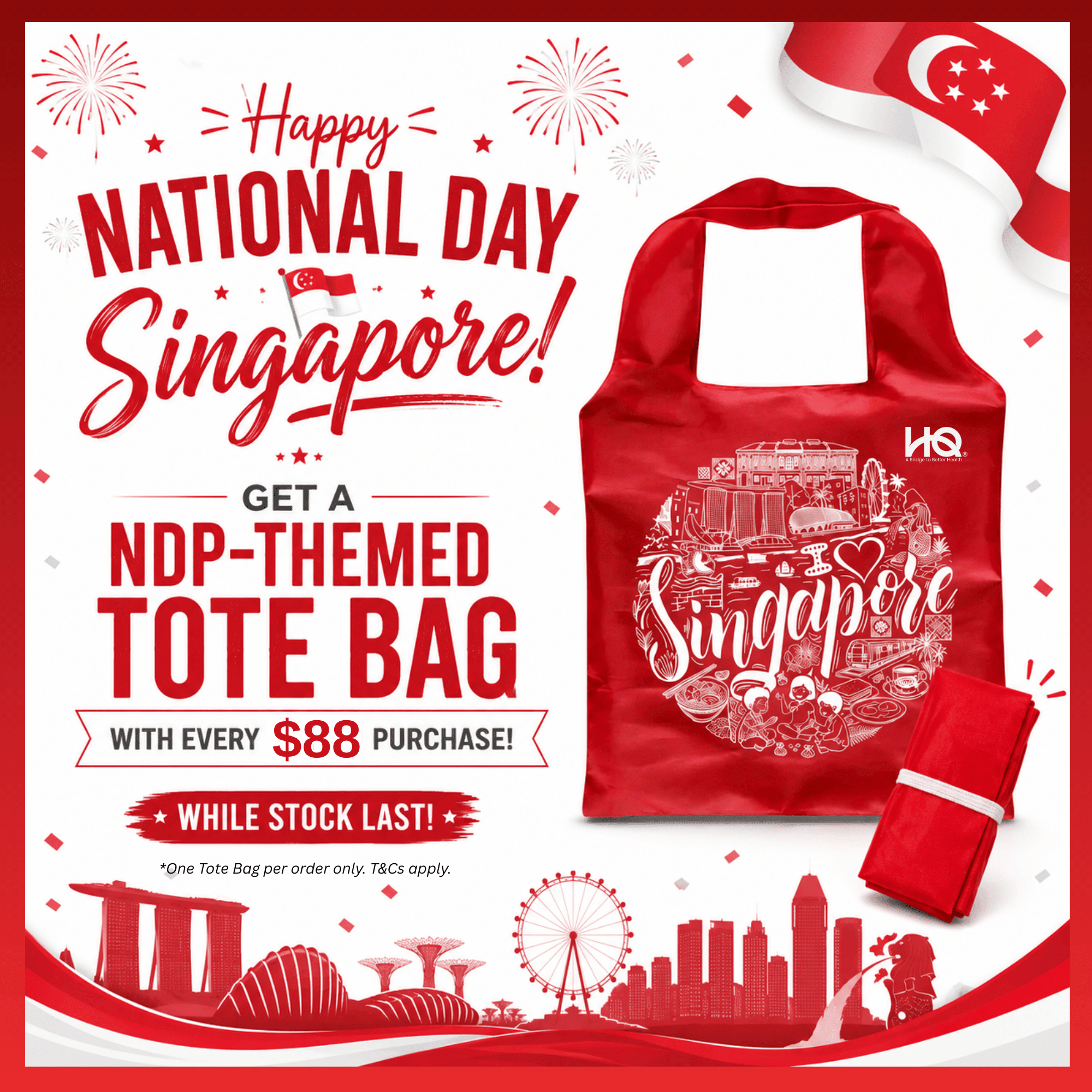 NDP-Themed Singapore Gift Souvenir Shopper Bag Reusable Waterproofing Tote Bag - HQ Lingzhi Singapore
