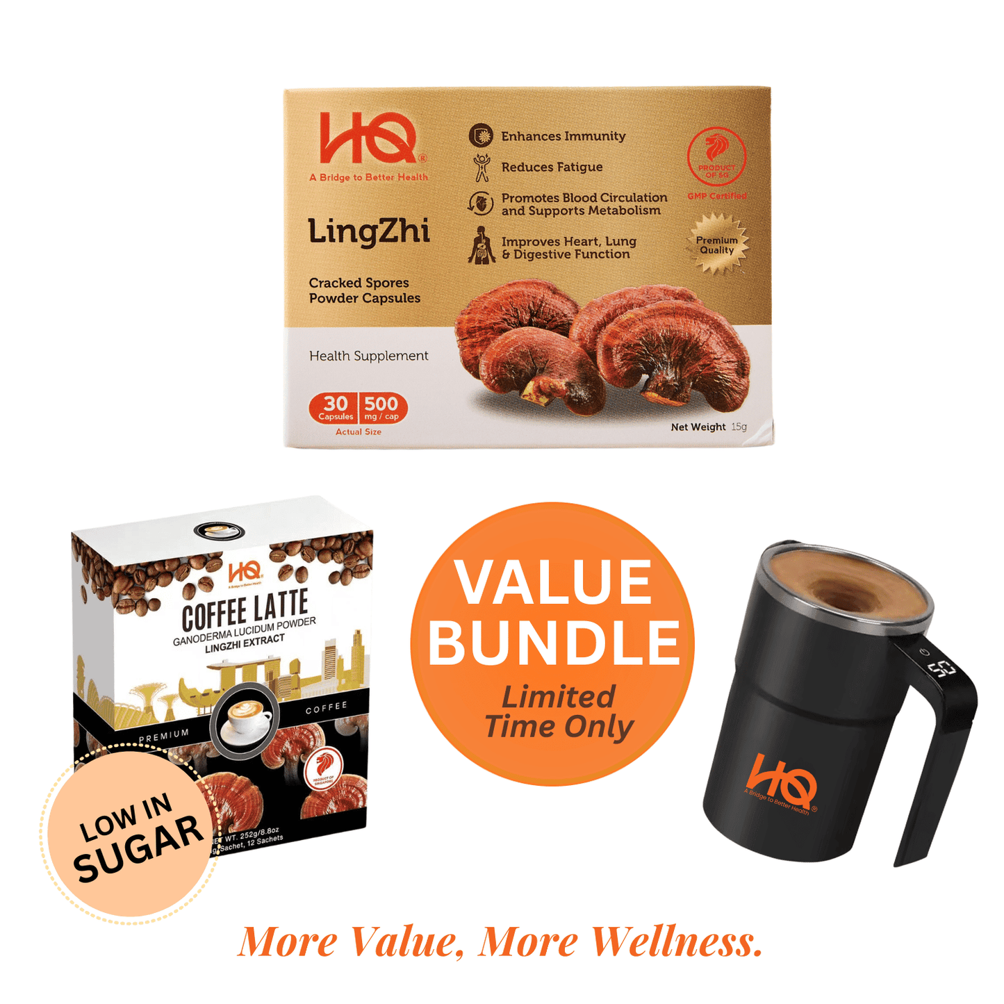 (1 Box TRIAL + Free Gift) HQ Lingzhi 500mg Premium Cracked Spores Powder Capsules - HQ Lingzhi Singapore