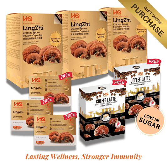 (3 Gift Packs X18) HQ Lingzhi 500mg Premium Cracked Spores Powder Capsules - HQ Lingzhi Singapore