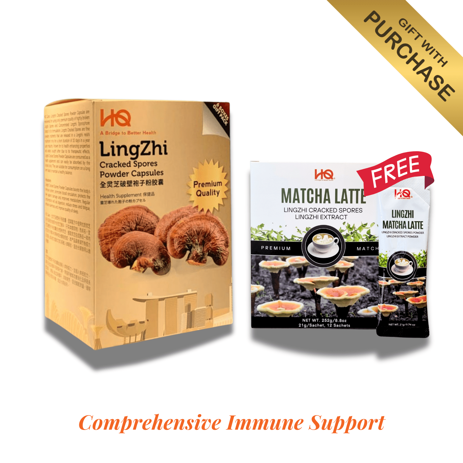 HQ Lingzhi 500mg Premium Cracked Spores Powder Capsules (1 Gift Pack X6) - HQ Lingzhi Singapore