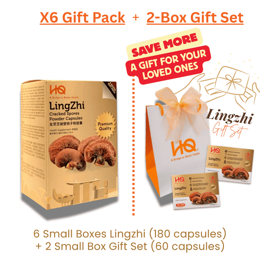 (1 Gift Pack X6) HQ Lingzhi 500mg Premium Cracked Spores Powder Capsules